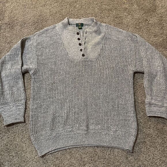 Club Room Luxury 1/4 Button Pullover Mens Fisherman M Chunky Knit Cotton Sweater - Picture 1 of 9